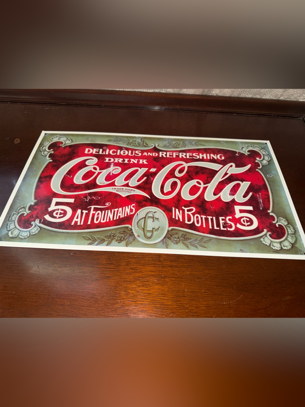 Coca-Cola Red & Cream Retro Advertising Sign